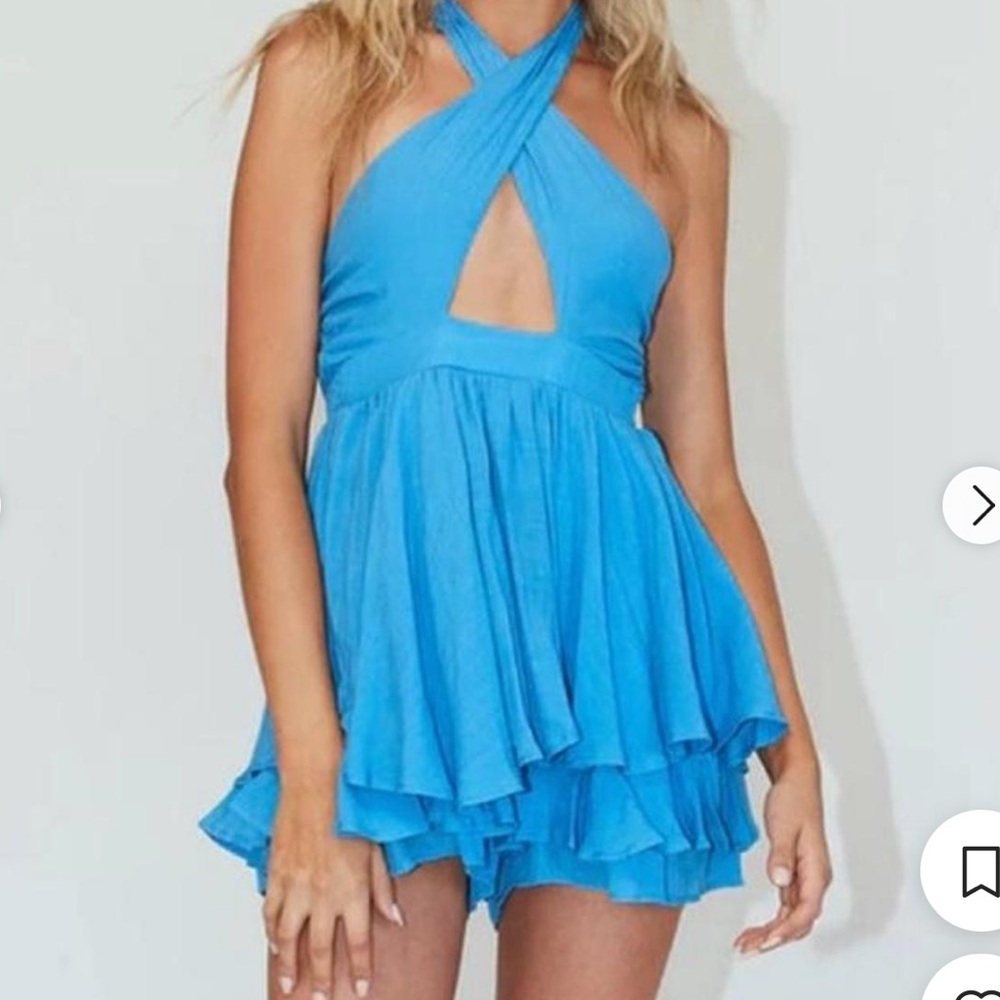 Blue Halter Neck Dress